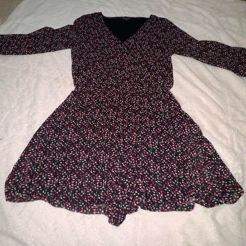 Express Black Romper with Pink and White Accents